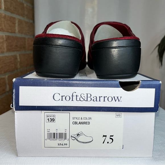 Croft & Barrow red faux leather slide-on clogs NEW - 7.5 - Picture 7 of 11